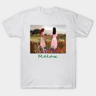 Two women girls walking on hill peace relax, zen,  yoga, buddhism T-Shirt